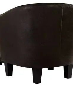 vidaXL Tub Chair with Footstool Brown Faux Leather