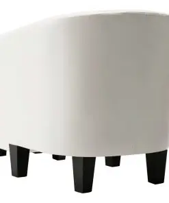 vidaXL Tub Chair with Footstool White Faux Leather