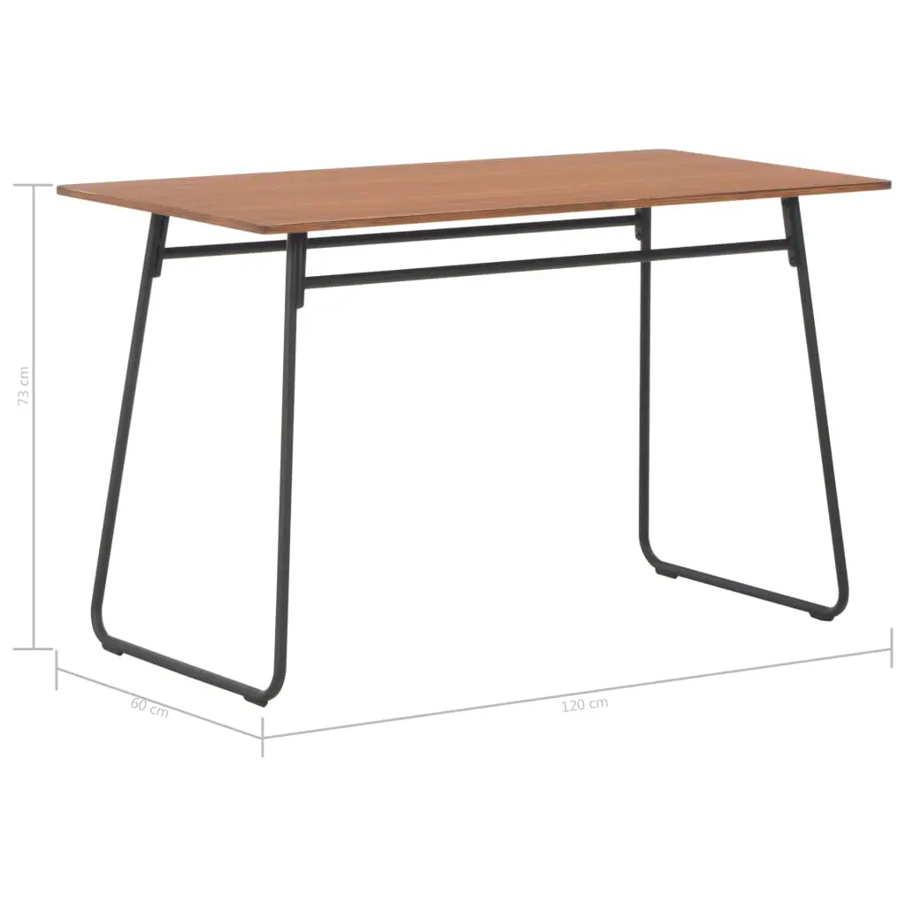 vidaXL Dining Table Brown 120x60x73 cm Solid Plywood Steel
