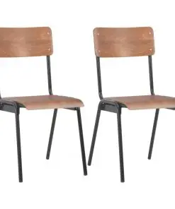 vidaXL Dining Chairs 2 pcs Brown Solid Plywood Steel