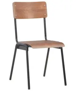 vidaXL Dining Chairs 2 pcs Brown Solid Plywood Steel
