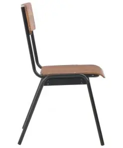 vidaXL Dining Chairs 2 pcs Brown Solid Plywood Steel