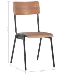 vidaXL Dining Chairs 2 pcs Brown Solid Plywood Steel