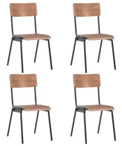 vidaXL Dining Chairs 4 pcs Brown Solid Plywood Steel