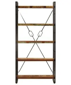 vidaXL 5-Tier Bookcase 90x30x180 cm Solid Reclaimed Wood