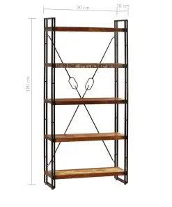 vidaXL 5-Tier Bookcase 90x30x180 cm Solid Reclaimed Wood