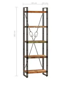 vidaXL 5-Tier Bookcase 60x30x180 cm Solid Reclaimed Wood