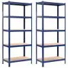 vidaXL Storage Shelves 2 pcs Blue 80x40x180 cm Steel and MDF