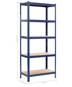 vidaXL Storage Shelves 2 pcs Blue 80x40x180 cm Steel and MDF