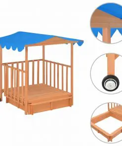vidaXL Kids Playhouse with Sandbox Fir Wood Blue UV50