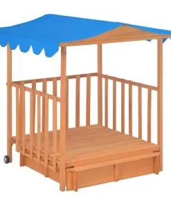 vidaXL Kids Playhouse with Sandbox Fir Wood Blue UV50
