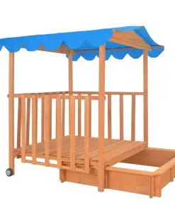 vidaXL Kids Playhouse with Sandbox Fir Wood Blue UV50