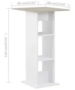 vidaXL Bar Table White 60x60x110 cm