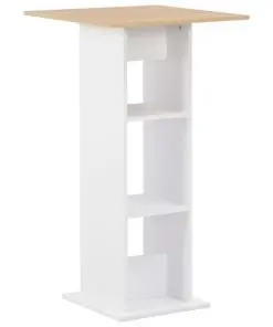 vidaXL Bar Table White 60x60x110 cm