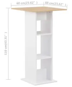 vidaXL Bar Table White 60x60x110 cm