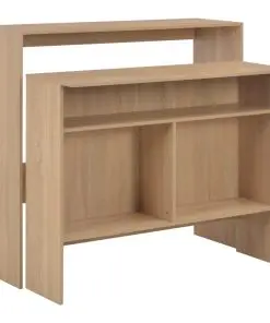 vidaXL Bar Table with 2 Table Tops Oak 130x40x120 cm