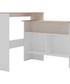 vidaXL Bar Table with 2 Table Tops White and Oak 130x40x120 cm