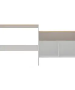 vidaXL Bar Table with 2 Table Tops White and Oak 130x40x120 cm