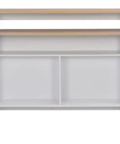 vidaXL Bar Table with 2 Table Tops White and Oak 130x40x120 cm