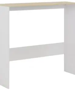 vidaXL Bar Table with 2 Table Tops White and Oak 130x40x120 cm