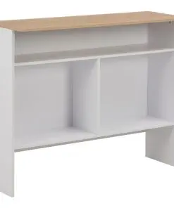vidaXL Bar Table with 2 Table Tops White and Oak 130x40x120 cm