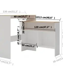 vidaXL Bar Table with 2 Table Tops White and Oak 130x40x120 cm