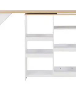 vidaXL Bar Table with Moveable Shelf White 138x40x120 cm