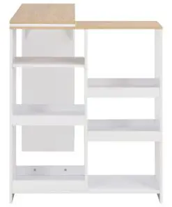 vidaXL Bar Table with Moveable Shelf White 138x40x120 cm