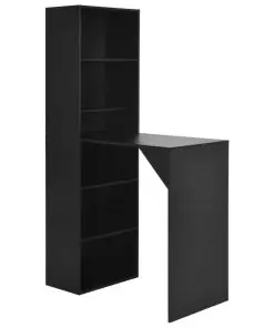 vidaXL Bar Table with Cabinet Black 115x59x200 cm
