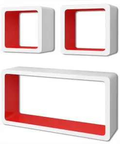 vidaXL Wall Cube Shelves 6 pcs White and Red