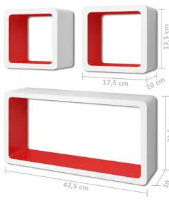 vidaXL Wall Cube Shelves 6 pcs White and Red