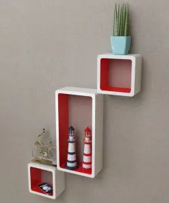 vidaXL Wall Cube Shelves 6 pcs White and Red