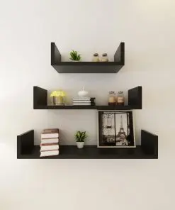 vidaXL Wall Shelves 6 pcs Black