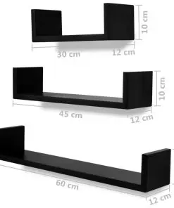vidaXL Wall Shelves 6 pcs Black