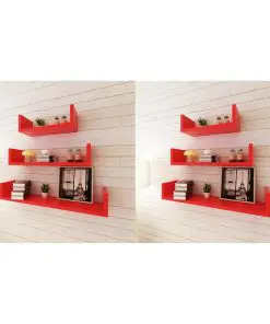 vidaXL Wall Shelves 6 pcs Red