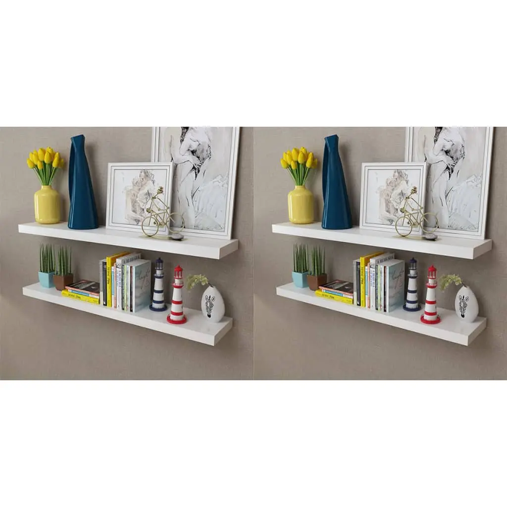 vidaXL Wall Shelves 4 pcs White 100 cm