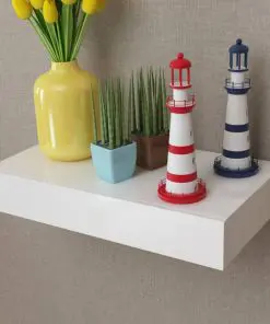 vidaXL Floating Wall Shelves with Drawers 2 pcs White 48 cm