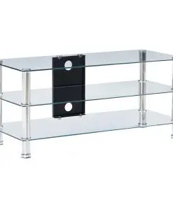vidaXL TV Stand Transparent 90x40x40 cm Tempered Glass