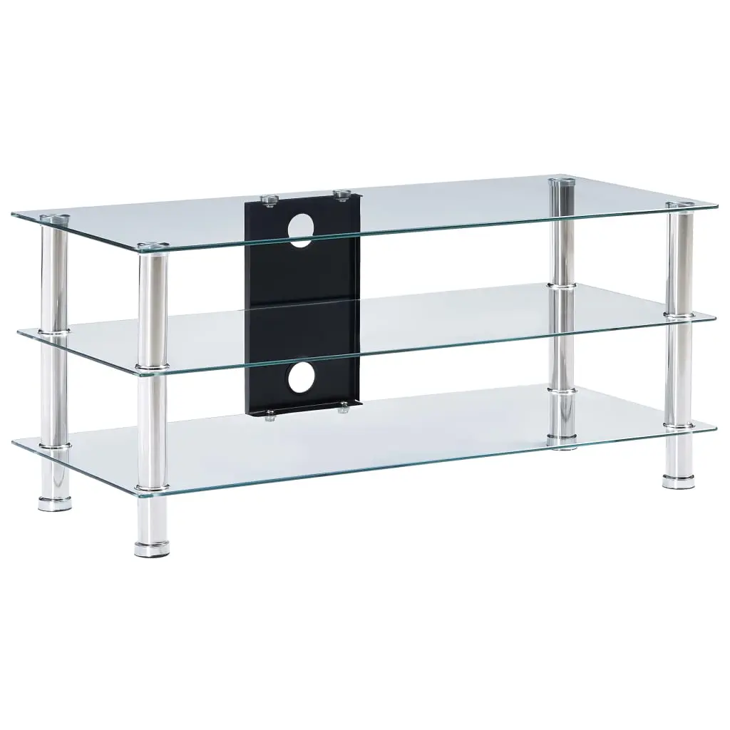 vidaXL TV Stand Transparent 90x40x40 cm Tempered Glass