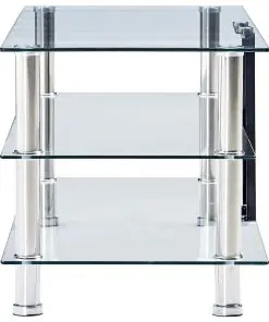 vidaXL TV Stand Transparent 90x40x40 cm Tempered Glass