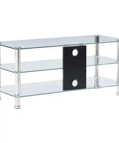 vidaXL TV Stand Transparent 90x40x40 cm Tempered Glass