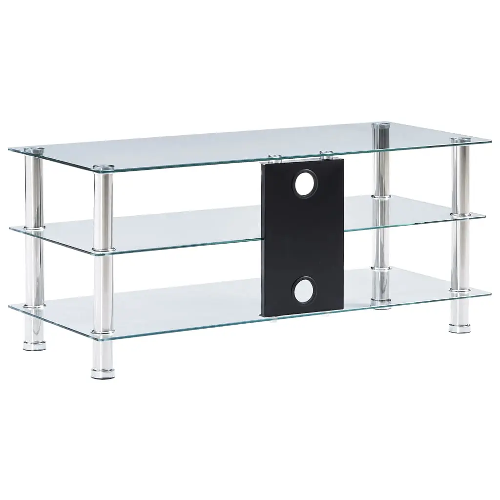 vidaXL TV Stand Transparent 90x40x40 cm Tempered Glass