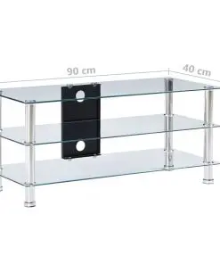 vidaXL TV Stand Transparent 90x40x40 cm Tempered Glass