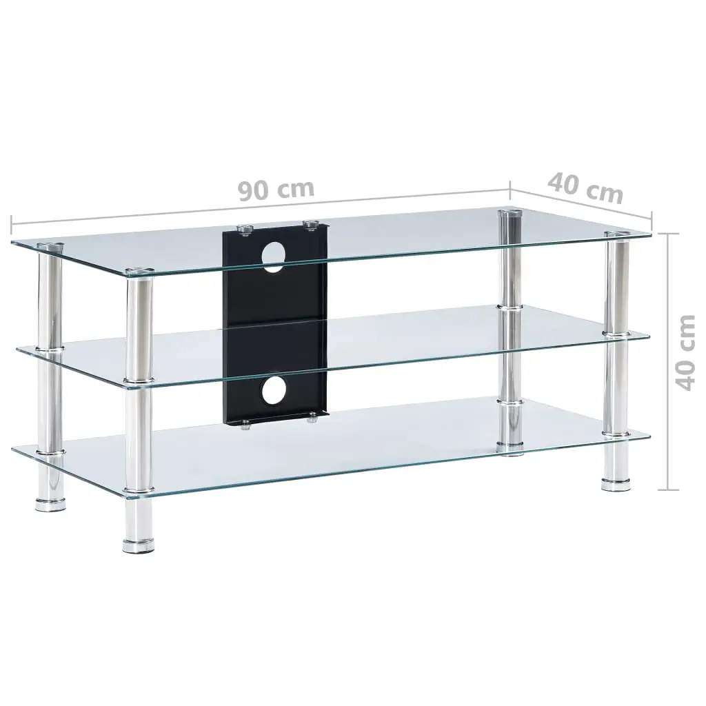 vidaXL TV Stand Transparent 90x40x40 cm Tempered Glass