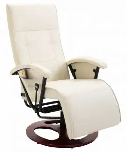 vidaXL Massage Chair Cream White Faux Leather