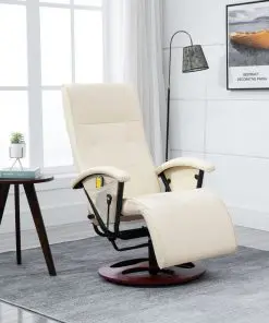 vidaXL Massage Chair Cream White Faux Leather