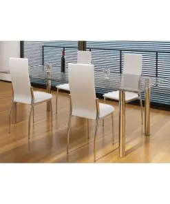 vidaXL Dining Chairs 4 pcs White Faux Leather