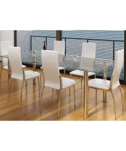vidaXL Dining Chairs 6 pcs White Faux Leather