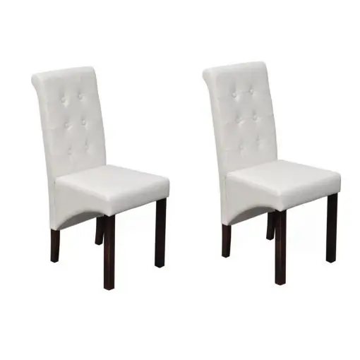 vidaXL Dining Chairs 2 pcs White Faux Leather