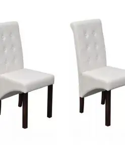 vidaXL Dining Chairs 2 pcs White Faux Leather